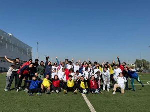 Mujeres con dispacadidad participantes de actividad de fútbol